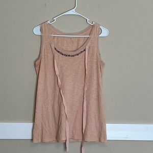 Ann Taylor Loft Beaded Fringe Collar Tank